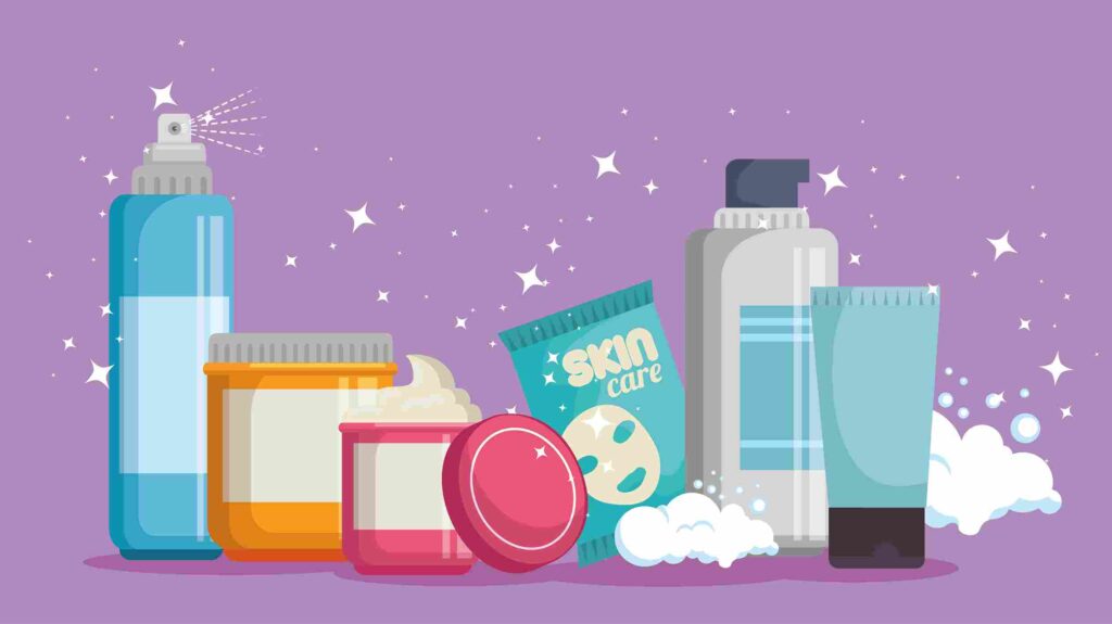 a bunch of harmful skincare products