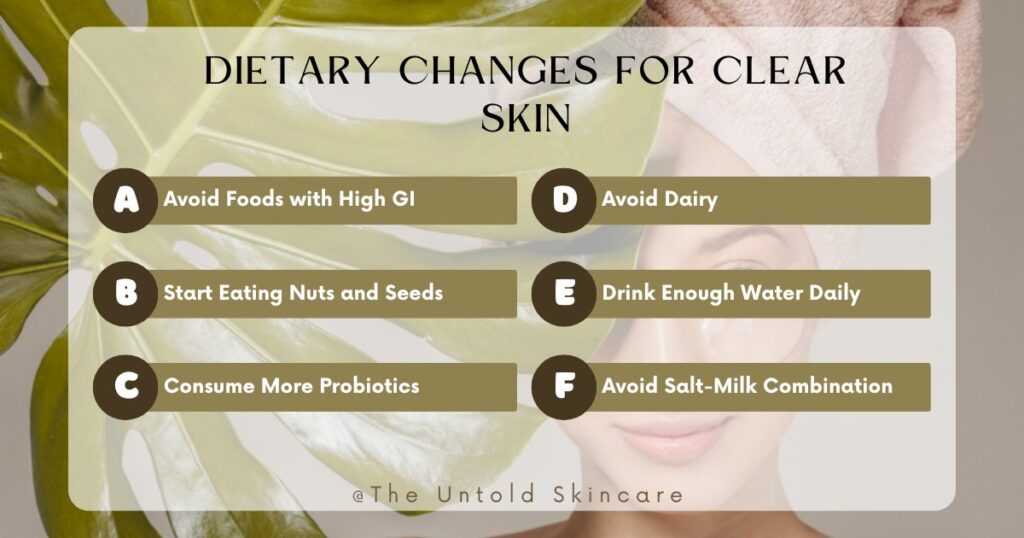 list of dietary changes to get clear skin