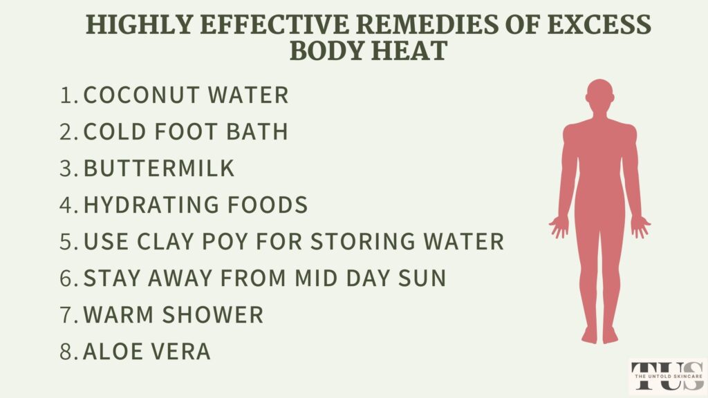 an infographic of remedies for reducing excess body heat