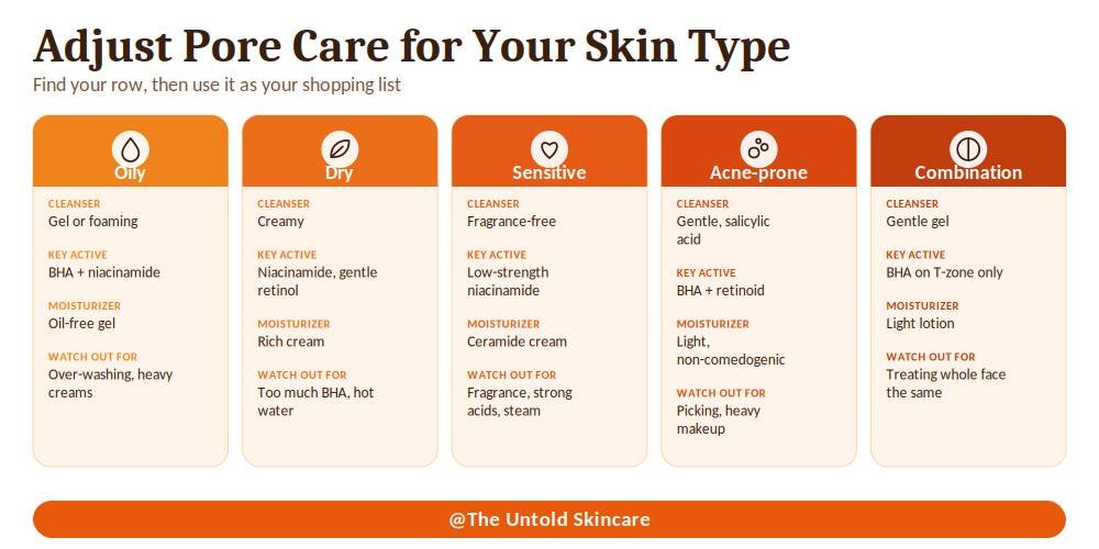 pore care for different skin type